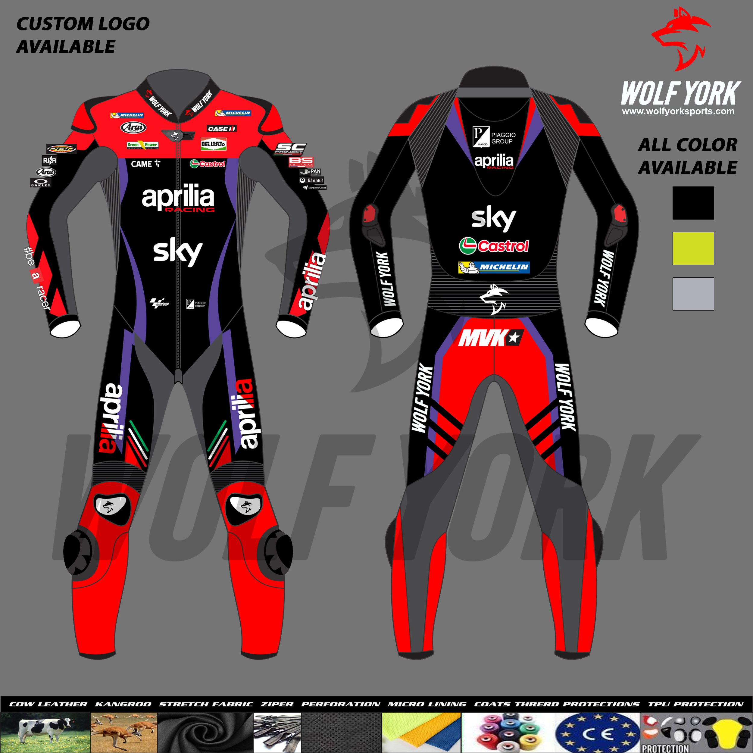 Maverick Vinales MotoGP 2024 One-piece Aprilia Leather Suit