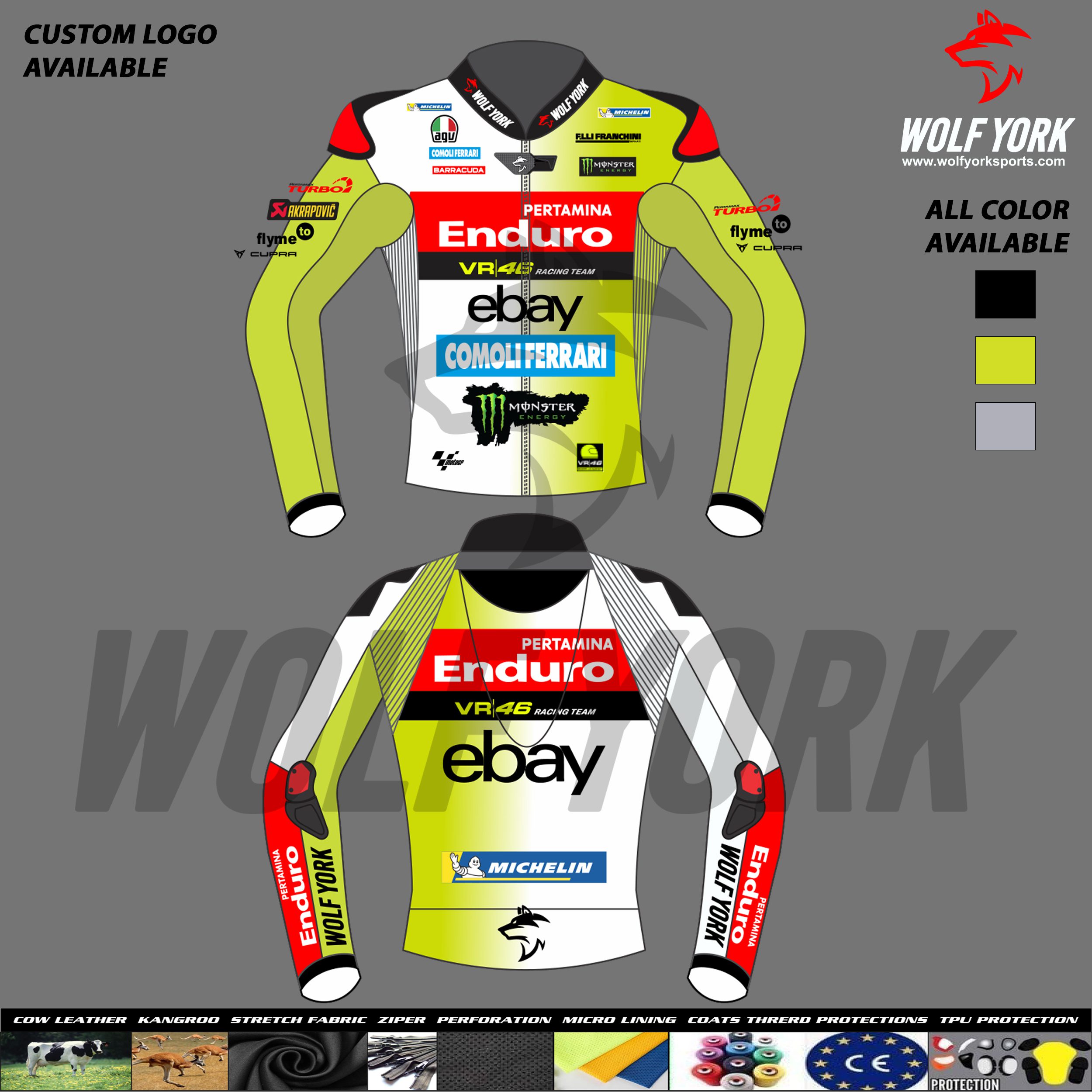 BLUE MOTORBIKE LEATHERS JACKET VALENTINO ROSSI 2024