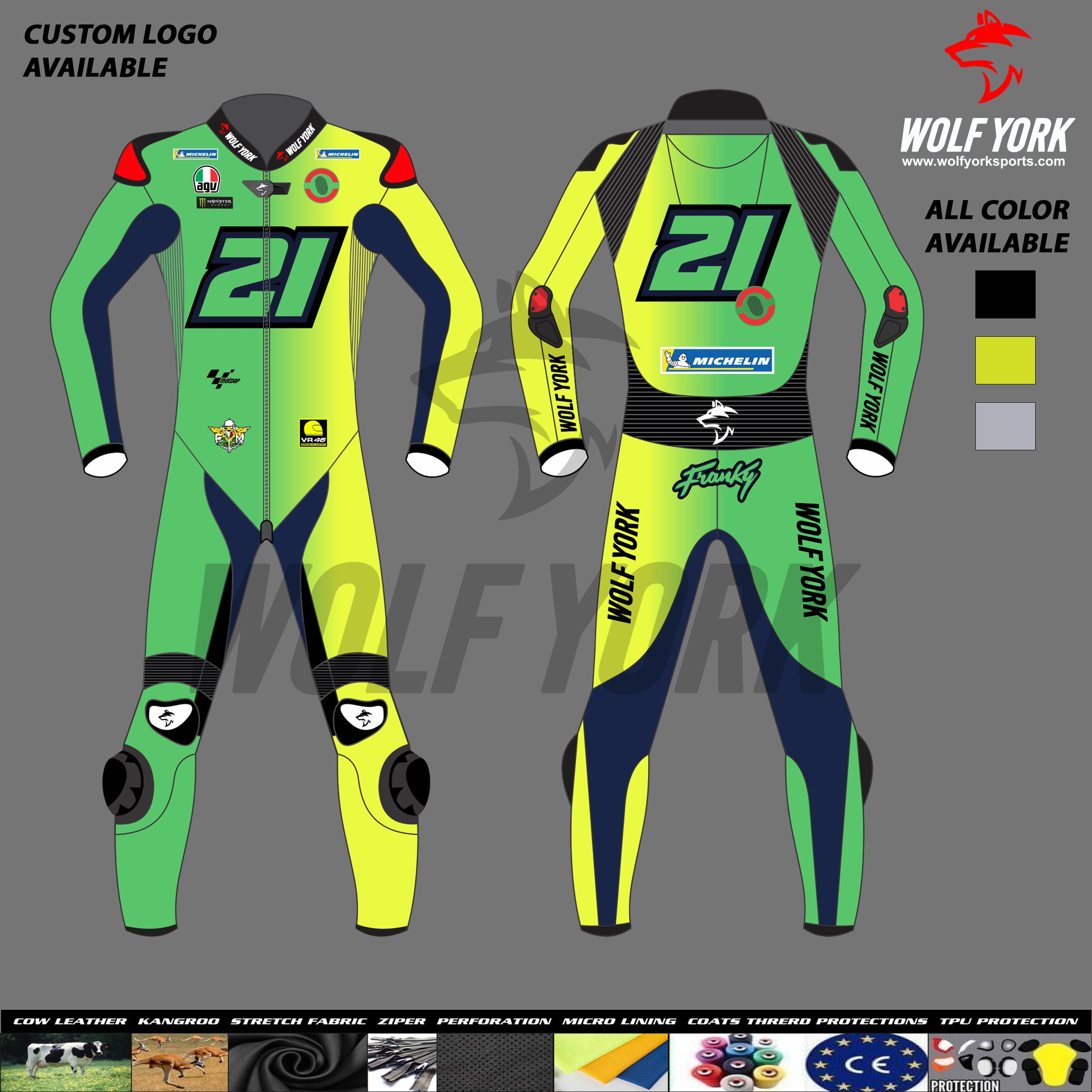 Franco Morbidelli Winter Test 2024 One-piece Motorcycle Suit Green