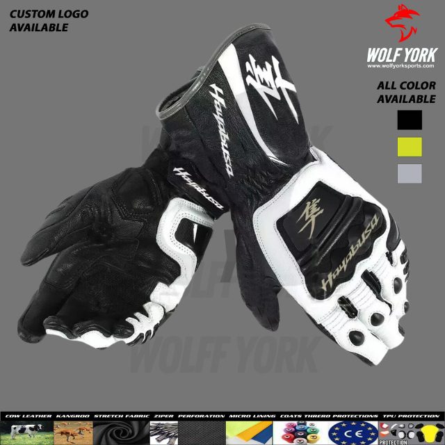 Hayabusa Motorbike Leather Racing Gloves